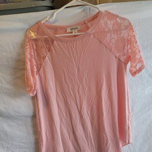 Zenana Pink Lace Short Sleeve